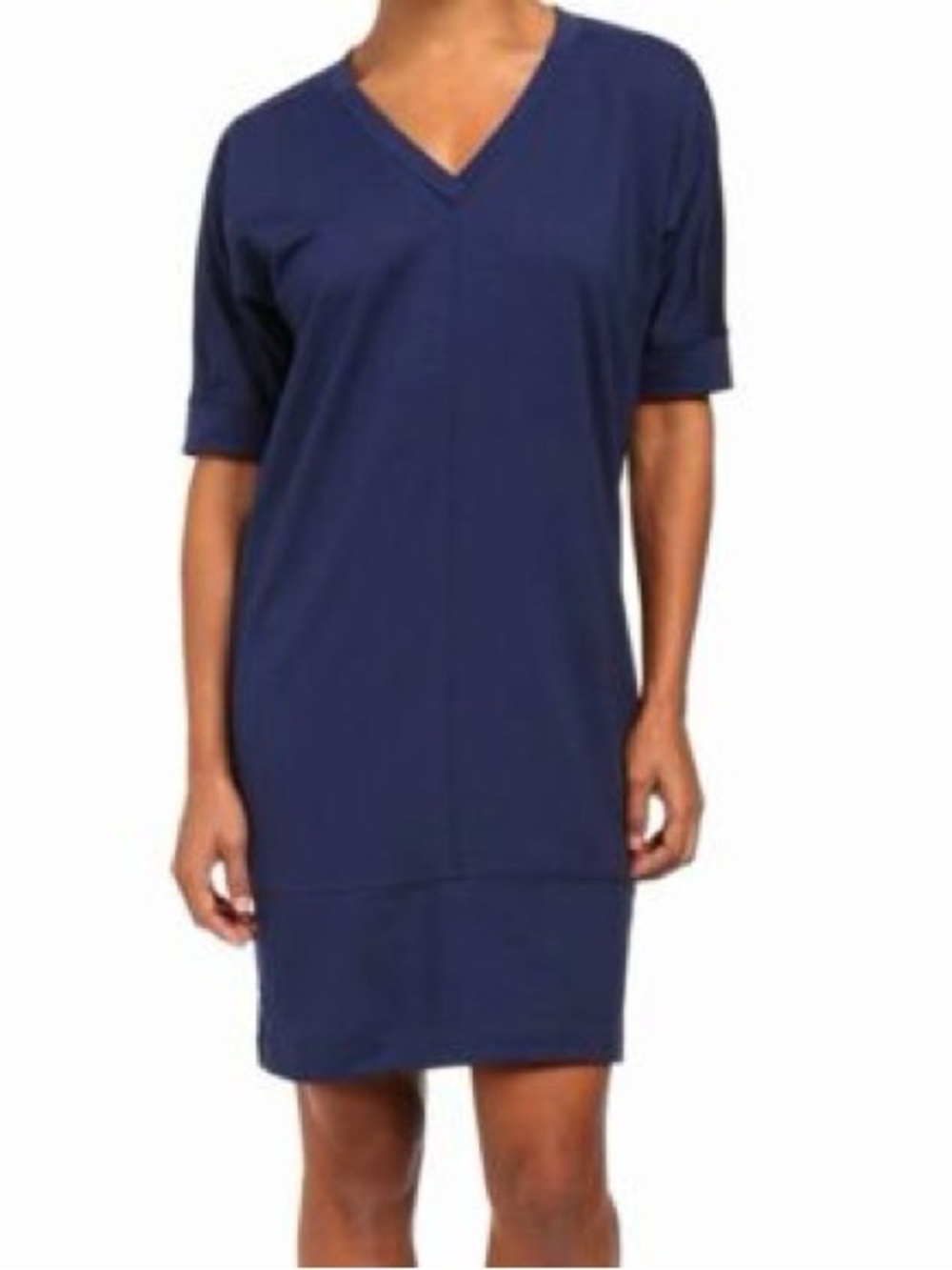 Lole Women's Blue Solid Short Dolman Sleeve V-Neck Ivana Dress Size Small
